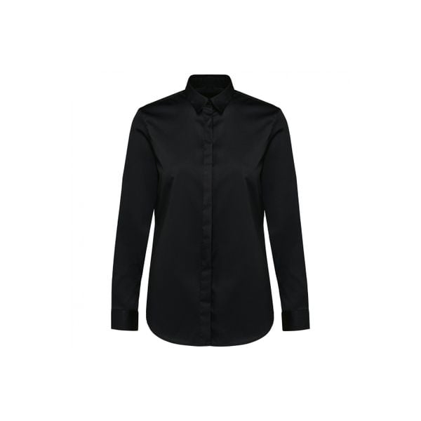 Damska koszula z długim rękawem z twillu Kariban Premium. Czarne koszule KARIBAN, bez wzorów, z bawełny, bez kołnierzyka, bez ramiączek. Za 356,50 zł.