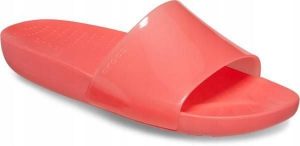 Klapki Dla Dorosłych Crocs Splash Glossy Slide. Czerwone klapki Crocs, bez wzorów, z materiału, bez obcasa. Za 99,99 zł.