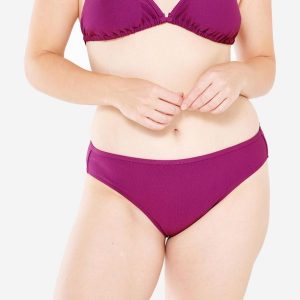 Dół kostiumu kąpielowego surfingowego damski Olaian Nina teksturowany. Fioletowe bikini OLAIAN, bez wzorów, z elastanu. Za 39,99 zł.