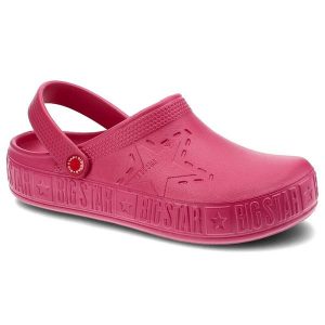 Klapki damskie Big Star, cholewka z tworzywa wsuwana konstrukcja profilowana wkładka gruba podeszwa, fuksja, II275007. Czerwone klapki Big Star, bez wzorów, bez obcasa. Za 69,99 zł.