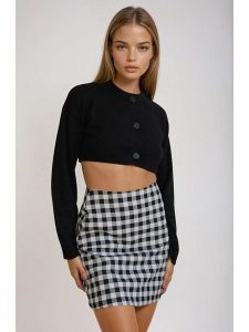 Monki Spódnica w kolorze czarno-białym rozmiar: 38. Białe spódnice Monki, bez wzorów, mini. Za 39,99 zł.