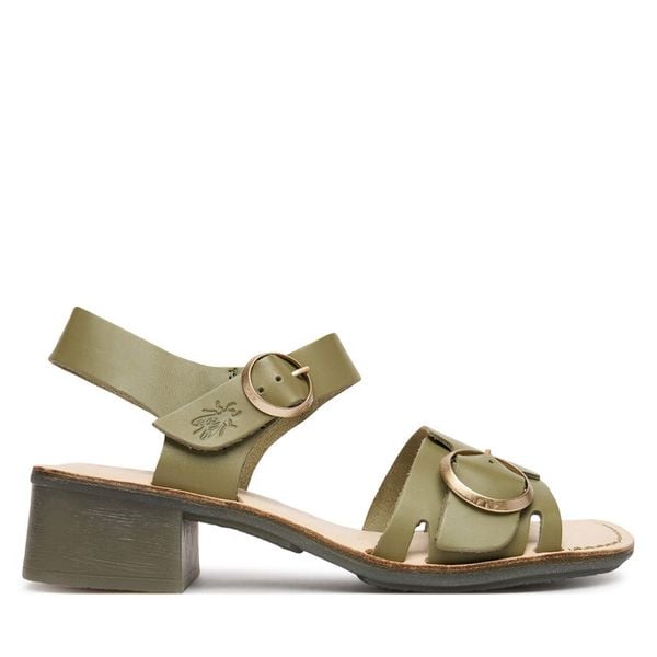 Sandały Fly London. Zielone sandały Fly London, bez wzorów, bez obcasa, na słupku, bez zapięcia. Za 505,99 zł.