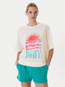 Roxy T-Shirt Hangloose Poster ERJZT06090 Beżowy jasny Loose Fit. Brązowe t-shirty Roxy, m, bez wzorów, z bawełny, bez kołnierzyka, bez ramiączek. Za 109,99 zł.