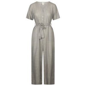 Trespass Ariya - Kombinezon damski w paski szałwiowej mgły. Niebieskie kombinezony Trespass, m, bez wzorów, z materiału, sportowe, bez kołnierzyka, bez ramiączek, krótkie. Za 280,99 zł.