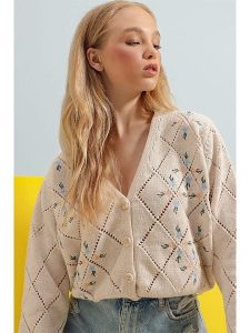 Trend Alacati Kardigan w kolorze beżowym rozmiar: M. Brązowe kardigany Trend Alacati. Za 101,45 zł.