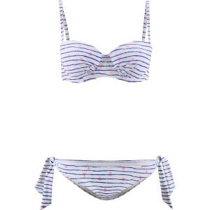 Bikini na fiszbinach (2 części) bonprix niebiesko-biały z nadrukiem. Bikini marki bonprix. Za 37,99 zł.