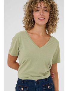 Cream Koszulka w kolorze zielonym rozmiar: L. Zielone bluzki Cream, l, bez wzorów, bez kołnierzyka, bez ramiączek. Za 52,67 zł.