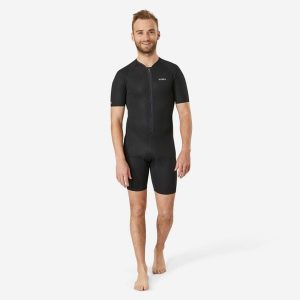 Krótka pianka pod kombinezon nurkowy Subea SCD 1 mm. Czarne kombinezony DECATHLON, s, bez wzorów, z gumy, bez kołnierzyka, bez ramiączek, krótkie. Za 259,99 zł.