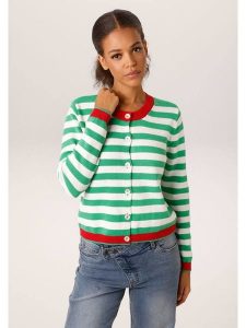 Aniston Kardigan w kolorze zielono-białym rozmiar: 38. Zielone kardigany Aniston, z bawełny. Za 130,99 zł.