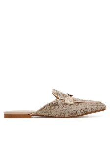 Guess Klapki FLJBO2 LEL06 Beżowy. Brązowe klapki Guess, z aplikacjami, z materiału, bez obcasa. Za 309,99 zł.