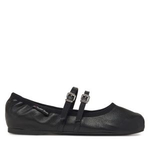 Baleriny Tommy Jeans. Czarne balerinki Tommy Jeans, bez wzorów, z jeansu, bez obcasa, bez zapięcia. Za 219,99 zł.
