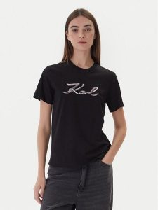 KARL LAGERFELD T-Shirt A4W17052 Czarny Regular Fit. Czarne t-shirty KARL LAGERFELD, s, bez wzorów, z bawełny, bez kołnierzyka, bez ramiączek. Za 279,99 zł.