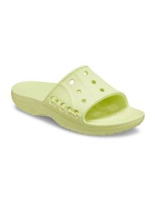 Crocs Klapki "Baya II" w kolorze limonkowym rozmiar: 48/49. Zielone klapki Crocs, bez wzorów, z otwartym noskiem, bez obcasa. Za 74,63 zł.