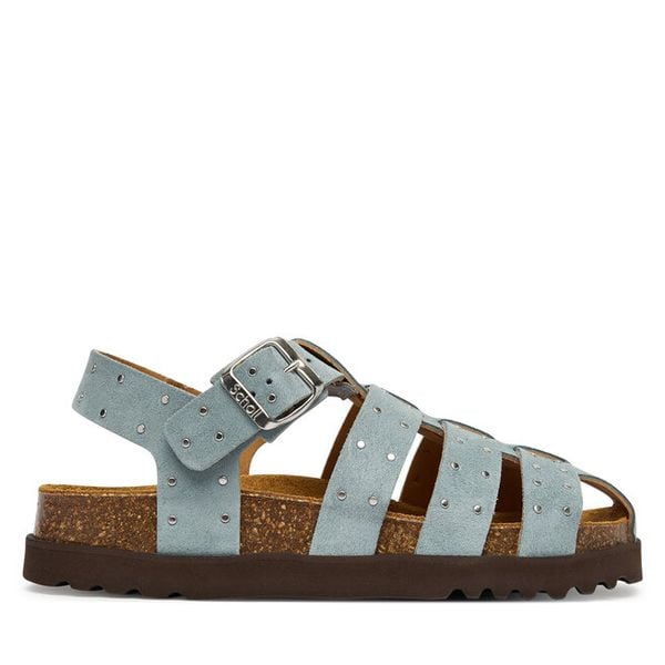 Sandały Scholl. Niebieskie sandały Scholl, bez wzorów, bez obcasa, na płaskiej podeszwie, bez zapięcia. Za 547,99 zł.