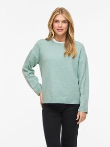 Vila Sweter "Viliga" w kolorze turkusowym rozmiar: XL. Niebieskie swetry oversize Vila, s, bez wzorów, z materiału, bez ramiączek. Za 97,05 zł.