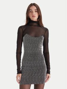 Simona Corsellini Sukienka koktajlowa A25CEAB10601 Srebrny Slim Fit. Szare sukienki SIMONA CORSELLINI, bez wzorów, z syntetyku, wizytowe, bez kołnierzyka, bez ramiączek. Za 694,99 zł.