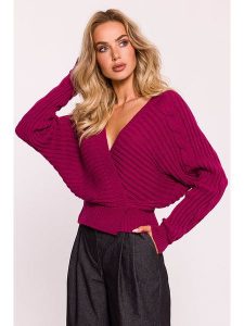 Made of emotion Sweter w kolorze różowym rozmiar: onesize. Różowe swetry oversize Made Of Emotion, bez wzorów, prążkowane, bez ramiączek. Za 159,43 zł.