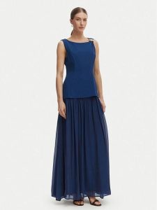 Rinascimento Sukienka wieczorowa CFC0020281002 Niebieski Slim Fit. Niebieskie sukienki Rinascimento, l, bez wzorów, z syntetyku, wizytowe, bez kołnierzyka, bez ramiączek. Za 695,99 zł.