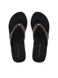Tommy Hilfiger Japonki Wedge Summer Sandal Mono FW0FW09698 Czarny. Czarne klapki TOMMY HILFIGER, bez wzorów, z materiału, bez obcasa. Za 229,99 zł.