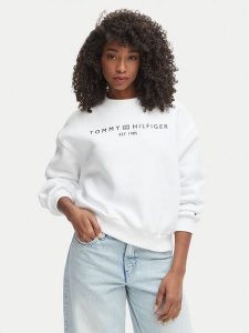 Tommy Hilfiger Bluza WW0WW47831 Biały Regular Fit. Białe bluzy TOMMY HILFIGER, l, bez wzorów, z bawełny, bez kaptura. Za 306,99 zł.