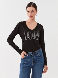 Liu Jo Bluzka MF3269 J5923 Czarny Regular Fit. Czarne bluzki Liu Jo, xs, bez wzorów, z bawełny, bez kołnierzyka, bez ramiączek. Za 399,99 zł.