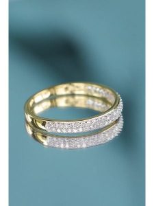 Maison héritage PARIS Złoty pierścionek "Alliance Granité" z diamentami rozmiar: 50. Żółte pierścionki Maison héritage PARIS, z diamentem, złote. Za 1 609,99 zł.