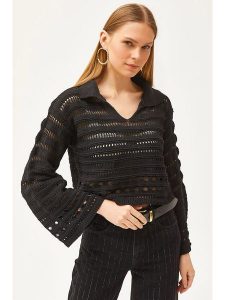 Olalook Sweter w kolorze czarnym rozmiar: S/M. Czarne swetry oversize Olalook, m, bez wzorów, bez ramiączek. Za 56,99 zł.