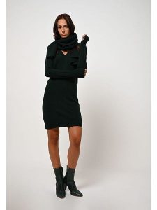 AUTHENTIC CASHMERE Kaszmirowa sukienka "Capelet" w kolorze ciemnozielonym rozmiar: S. Zielone sukienki AUTHENTIC CASHMERE, s, bez wzorów, z kaszmiru, bez kołnierzyka, bez ramiączek, mini. Za 331,46 zł.