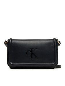 Calvin Klein Torebka Bold Ck Flap Crossbody LV04F1027G Czarny. Czarne listonoszki Calvin Klein, bez wzorów, ze skóry, bez dodatków. Za 259,99 zł.