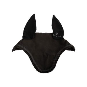 Elegancka czapka przeciwko muchom dla konia Equestro. Szare czapki EQUESTRO, bez wzorów, z tkaniny, eleganckie. Za 77,50 zł.