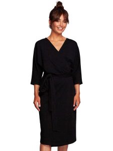 Be Wear Sukienka w kolorze czarnym rozmiar: L. Czarne sukienki Be Wear, l, bez wzorów, bez kołnierzyka, bez ramiączek, midi, kopertowe. Za 197,63 zł.