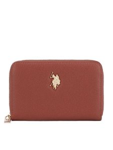 U.S. Polo Assn. Portfel BIUXT8383WVP Pomarańczowy. Brązowe portfele U.S. Polo Assn., bez wzorów, z tworzywa sztucznego. Za 159,99 zł.
