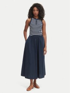 Tommy Hilfiger Sukienka codzienna WW0WW49628 Granatowy Regular Fit. Niebieskie sukienki TOMMY HILFIGER, na co dzień, xs, bez wzorów, z bawełny, bez kołnierzyka, bez ramiączek, proste. Za 649,99 zł.