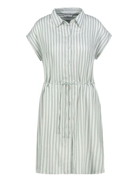 Fresh Made Sukienka koszulowa w kolorze biało-zielonym rozmiar: XL. Białe sukienki Fresh Made, na co dzień, xl, bez wzorów, z tkaniny, bez kołnierzyka, bez ramiączek, midi, koszulowe. Za 96,14 zł.