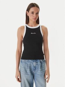 Guess Jeans Top W6GPZ8 KF641 Czarny Slim Fit. Czarne topy Guess Jeans, xs, z aplikacjami, z jeansu, bez kołnierzyka, bez ramiączek. Za 159,99 zł.