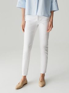 OPUS Dżinsy "Enja" - Slim fit - w kolorze białym rozmiar: 42/L30. Białe jeansy Opus, bez wzorów, z podwyższonym stanem. Za 198,95 zł.