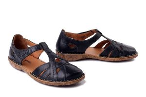 JOSEF SEIBEL 79529 95 100 Rosalie 29 schwarz, sandały damskie. Czarne sandały Josef Seibel, bez wzorów, ze skóry, bez obcasa, bez zapięcia. Za 309,90 zł.