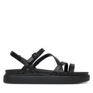 Sandały Clarks. Czarne sandały Clarks, bez wzorów, bez obcasa, na płaskiej podeszwie, bez zapięcia. Za 379,99 zł.