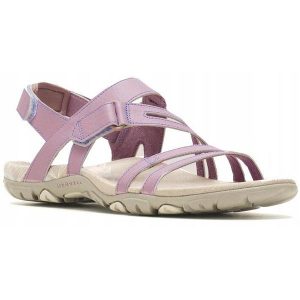 Sandały trekkingowe dla kobiet Merrell SANDSPUR ROSE. Czerwone buty trekkingowe Merrell, bez wzorów, bez obcasa, bez zapięcia. W wyprzedaży za 279,99 zł.
