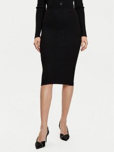 Guess Spódnica midi W5RD15 Z2V62 Czarny Slim Fit. Czarne spódnice Guess, l, z aplikacjami, z syntetyku, midi. Za 229,99 zł.