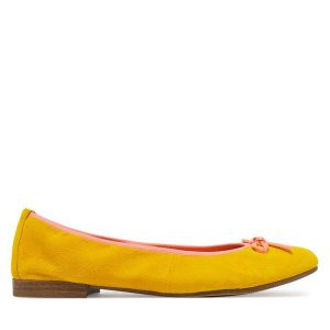 Baleriny Tamaris. Żółte balerinki Tamaris, bez wzorów, bez obcasa, bez zapięcia. Za 169,99 zł.