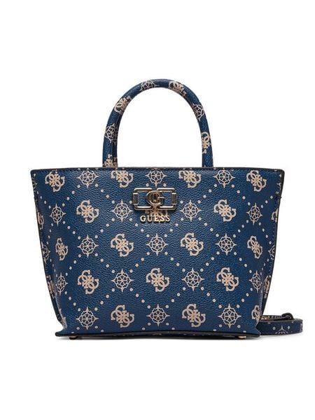 Guess Torebka Emelie Logo Mini HWGP99 28750 Granatowy. Niebieskie kuferki Guess, z aplikacjami, ze skóry, bez dodatków. Za 569,99 zł.