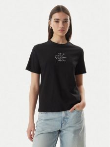 Calvin Klein Jeans T-Shirt LV047G831G Czarny Regular Fit. Czarne t-shirty Calvin Klein Jeans, s, bez wzorów, z bawełny, bez kołnierzyka, bez ramiączek. Za 129,99 zł.