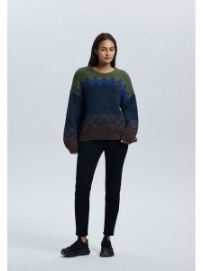 LUHTA Sweter "Heikka" w kolorze granatowo-oliwkowym rozmiar: XL. Brązowe swetry oversize Luhta, xl, bez wzorów, z wełny, bez ramiączek. Za 456,87 zł.