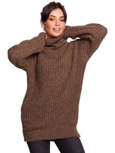Be Wear Golf w kolorze brązowym rozmiar: S/M. Brązowe swetry oversize Be Wear, m, bez wzorów, z wełny, bez ramiączek. Za 205,95 zł.