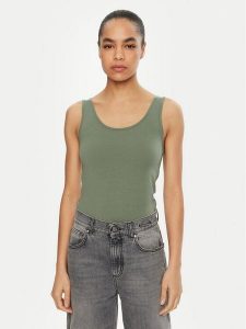 Vero Moda Top Lulu 10326294 Zielony Regular Fit. Zielone topy Vero Moda, s, bez wzorów, z bawełny, bez kołnierzyka, bez ramiączek. Za 49,99 zł.