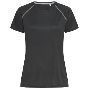 Koszulka Damska Team Raglan Active T-shirt. Czarne bluzki STEDMAN, m, bez wzorów, bez kołnierzyka, bez ramiączek. Za 71,99 zł.