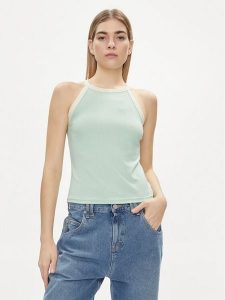 Lee Top 112350226 Zielony Slim Fit. Zielone topy Lee, xl, bez wzorów, z syntetyku, bez kołnierzyka, bez ramiączek. Za 99,99 zł.