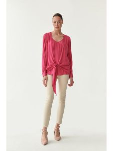 TATUUM Bluzka w kolorze różowym rozmiar: 42. Różowe bluzki Tatuum, bez wzorów, z wiskozy, bez kołnierzyka, bez ramiączek. Za 79,03 zł.