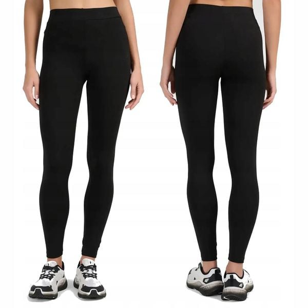 Damskie legginsy bawełniane 4F F296. Czarne legginsy 4f, bez wzorów, z bawełny, z podwyższonym stanem, długie. Za 54,50 zł.